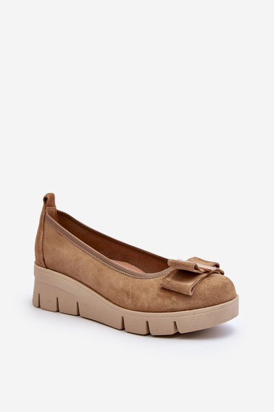 Odinė platforminė balerina su dekoracija Beige Lewski 3384
