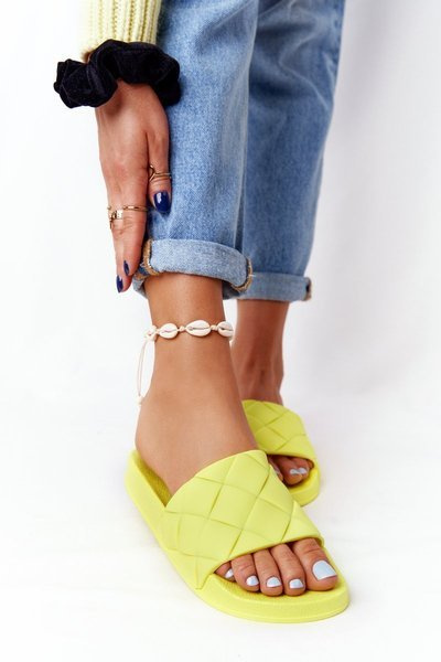 Pantoufles en caoutchouc pour femmes jaune fluo Let's Swim