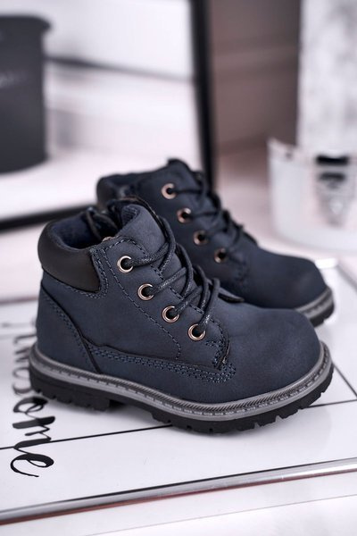 Children's boots warm navy blue Moa
