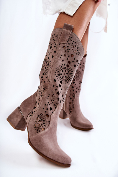 Bottes Ajourées En Daim Lewski Shoes 3171 Cappucino