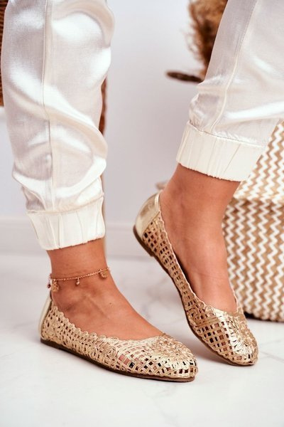 Lu Boo Ballerines Femme Doré Ajouré Tressé Carry
