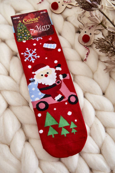 Chaussettes de Noël pour femmes Père Noël avec un sac Cosas Rouge