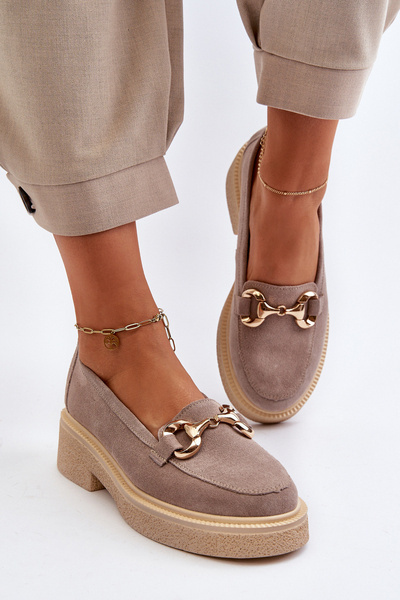 Zazoo 3429 Mocassins Femme En Daim Avec Décoration Marron