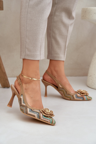 Geflochtene High Heels Mit Offener Ferse Braun Lanithra