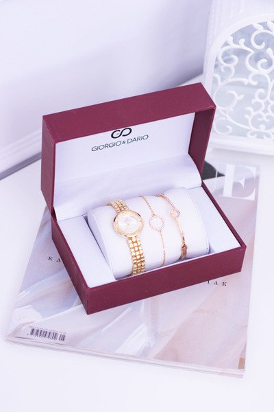 Giorgio Dario Set Gold Montre Femme Deux Bracelets Dorés