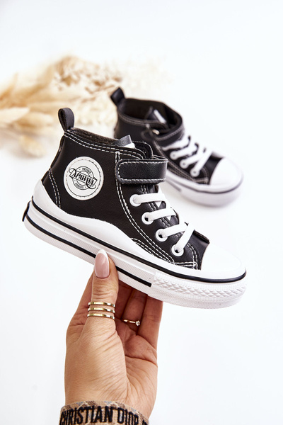 Adidași din piele pentru copii cu Bruni Black Velcro