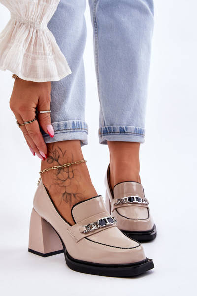 Escarpins Confortables Sur Talons Massifs Beige Julien