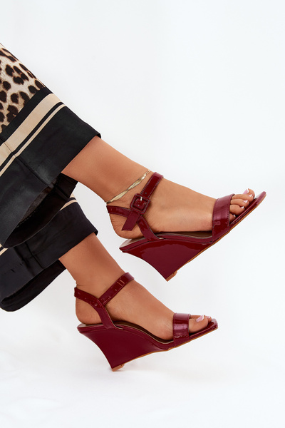 Lackierte Damen Wedge Sandalen Bordeaux Vliraya