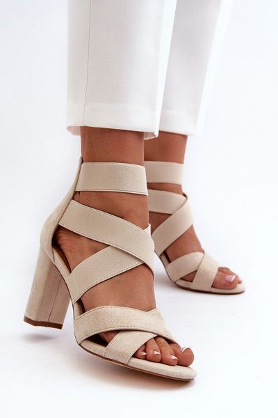 Sandales femme à brides sur talon beige Obissa