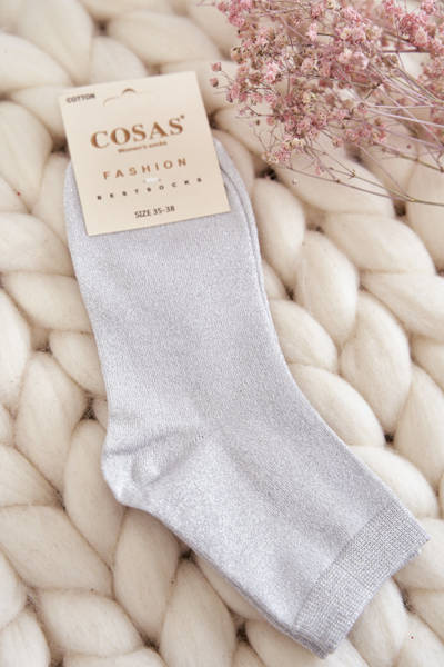Damensocken aus Baumwolle mit glänzendem Faden Cosas Weiß