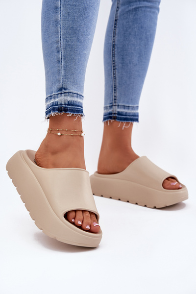 Sandales Femme En Mousse Sur Plateforme Beiges Xalvania
