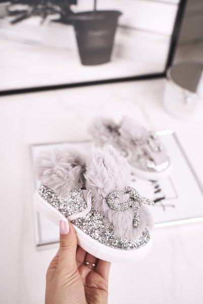 Kinder Mumi Grau Fleece Hohe Turnschuhe