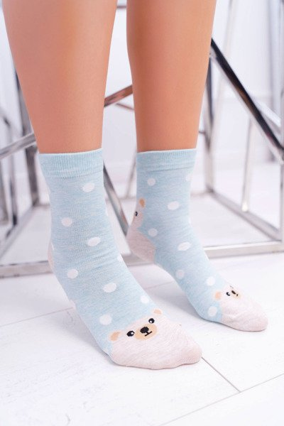Chaussettes Femme Bleues Avec Ours En Peluche