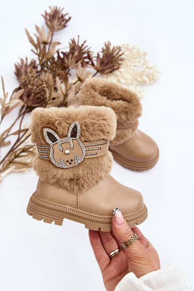 Bottes de neige enfant avec fourrure Beige Lunami