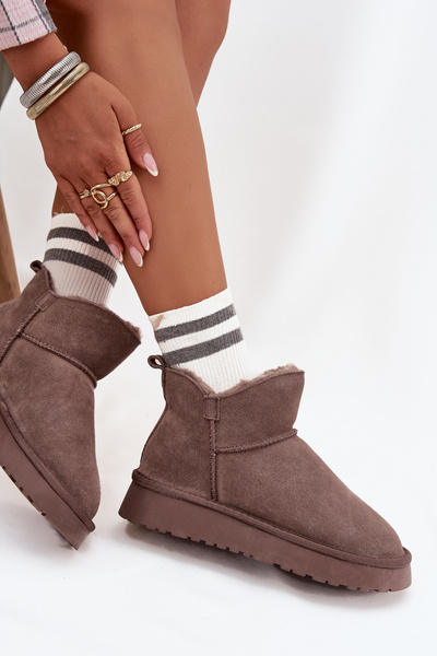 Bottes de neige en daim naturel doublées de fourrure Vinceza 97961 marron