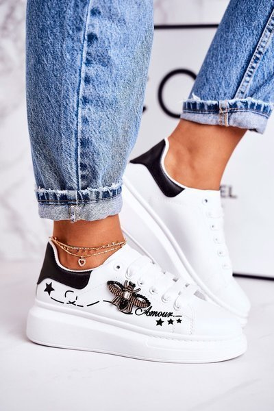 Chaussures De Sport Femme Baskets Avec Fly Blanc Amour