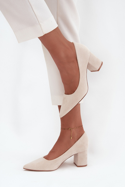 Escarpins pour femmes à bouts pointus à talon bloc beige Pavira