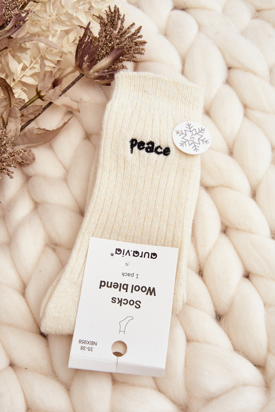 Chaussettes chaudes pour femmes avec signe crème