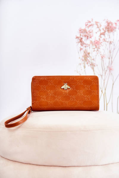 Grand portefeuille femme avec ornement Marron clair Fabio