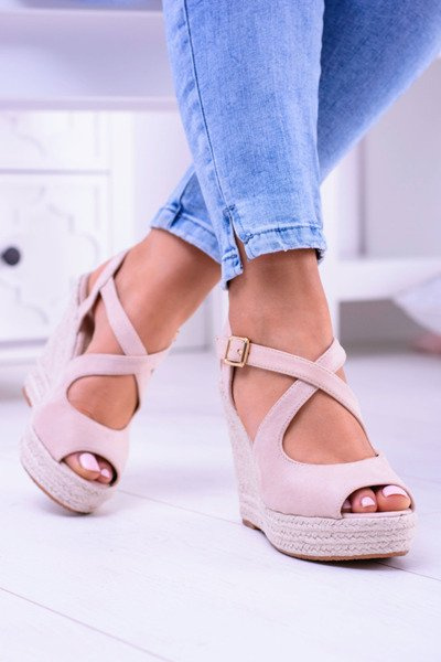 Sandales beiges pour femmes sur espadrilles Anchor Elonore