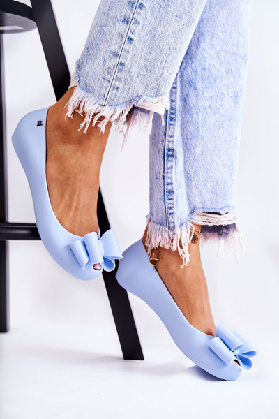 Ballerines Femme En Caoutchouc Avec Noeud Bleu Florret