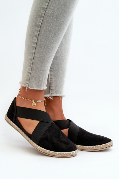 Moteriškos espadrilės su elastiniais dirželiais Eco Suede Black Phaedrana