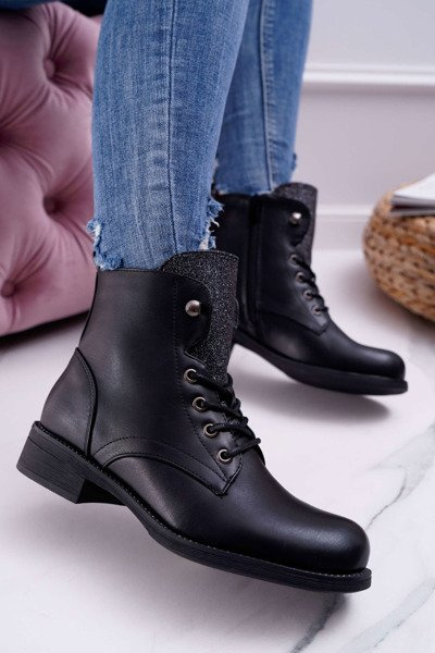 Bottes de travail à talons plats pour femmes noires Flumen