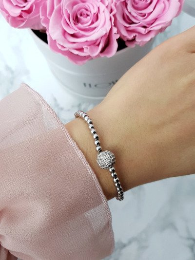 Bracelet à breloques en perles pour femmes, argent, Atria