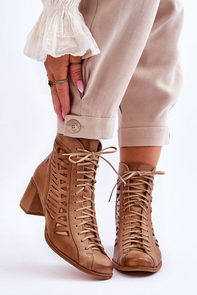 Bottines Ajourées en Cuir Maciejka 05508-10 Beige foncé