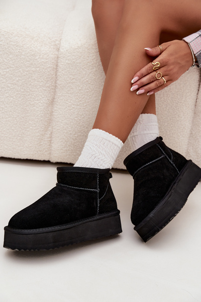 Bottes d hiver en daim pour femmes sur plateforme Vinceza 97962 Noire