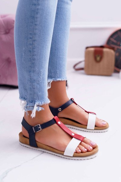 Women's Flat Profiled Sandals 8SD35-0306 Colorful Dubi