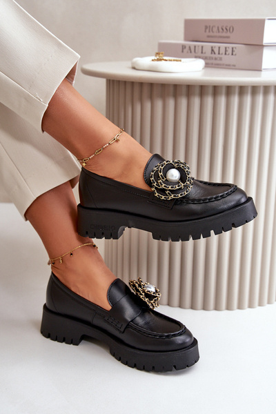 Mocassins en cuir avec décoration CheBello 4291 dorée