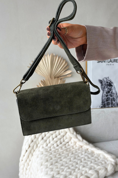 Sac en daim naturel Vert foncé Mirine