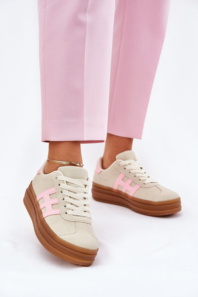 Baskets Femme Sur Plateforme Beige Syliyana