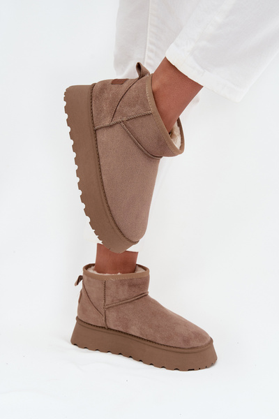 Damentrockenstiefel auf Plattform Dunkelbeige Celyra