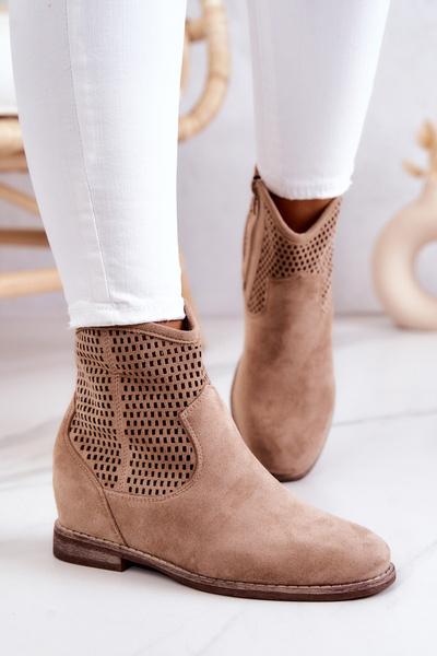 Bottes Femme En Daim Hidden Wedge Beige Solene