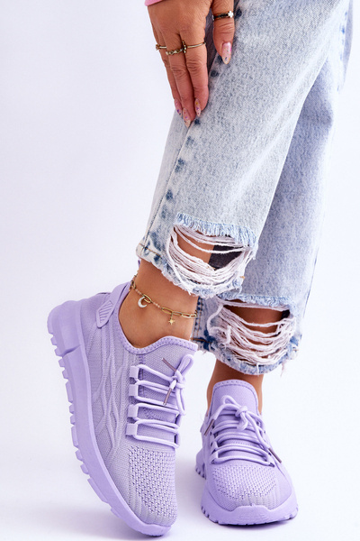 Pantofi pentru femei Slip-On Sports Sneakers Violet Rosett