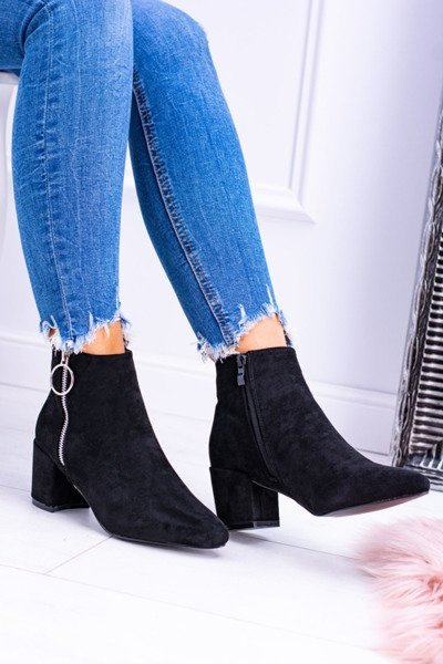 Cizme de stiletto din piele de căprioară neagră Jonnes