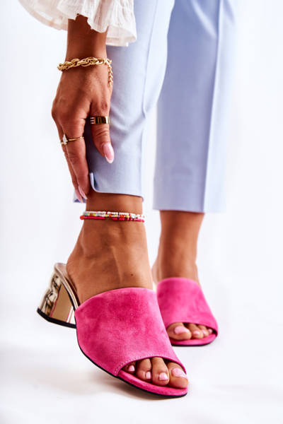 Női velúr papucs a sarkon Pink Perry