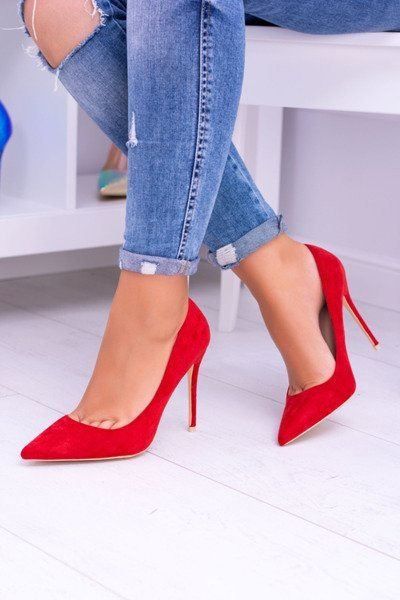 Lu Boo Damen Wildleder Rot Gespitzte Fione Stilettos