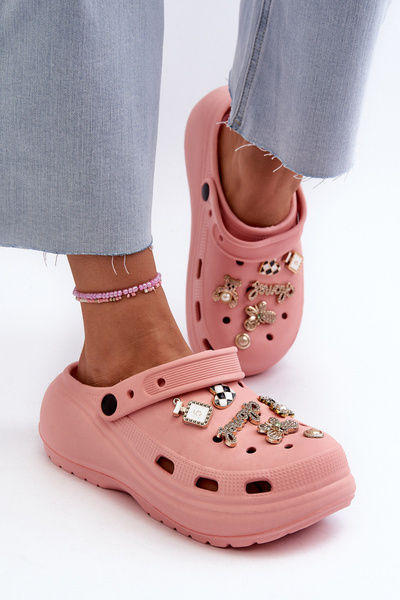 Claquettes en mousse légère pour femmes avec semelle épaisse et boucles roses par Effiora