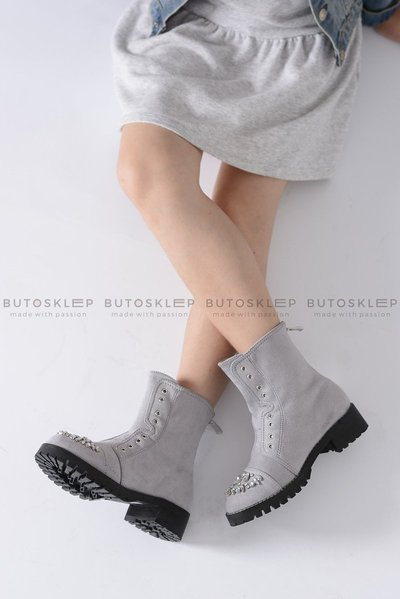 Grey Children's Ankle Booties with Zirconias LittleCarrie