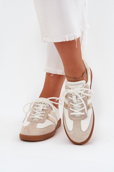 Low Leather Women's Sneakers White-Gold Ismina