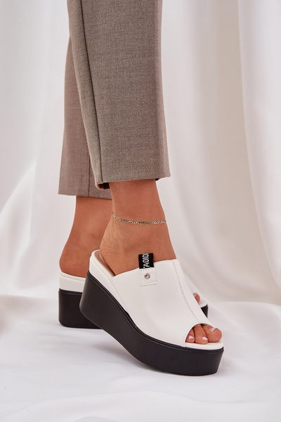Plattform-Und Keilsandalen Aus Ökoleder Weiß Eridoria
