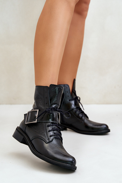 Zazoo 2949 Bottines En Cuir Avec Boucle Noir