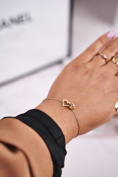 Women's Bracelet Circle and Heart Gold Promise