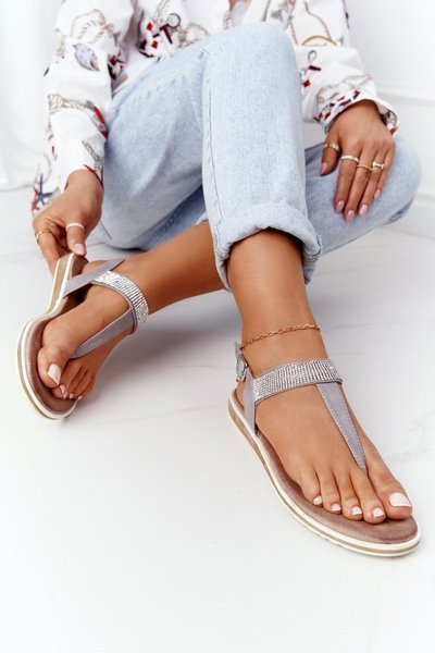 Zirkonia Flip Flops Sandalen S.Barski 701-12 Grau