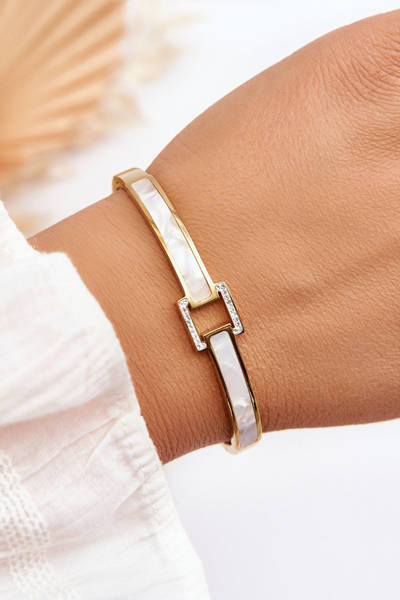 Edelstahl-Armband Perlen-Gold
