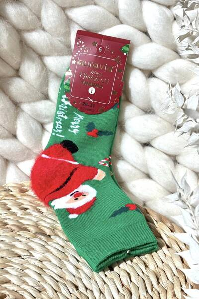 Kinder Weihnachts Baumwollsocken Mit dem Weihnachtsmann Grün