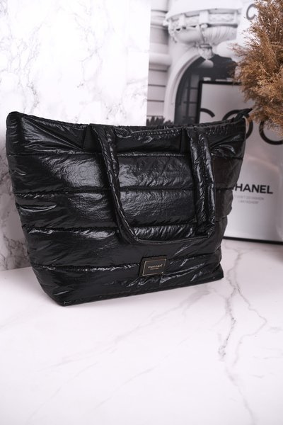 Große Shopper-Tasche MONNARI BAG5720-020 Schwarz Glänzend